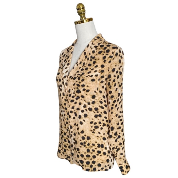 ARITZIA WILFRED Free Light Brown Leopard Print Long Sleeve Women's Blouse Size S - Picture 7 of 11